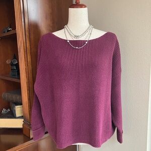 French Connection Mozart Burgundy Cotton Boatneck Crop Sweater  Size S